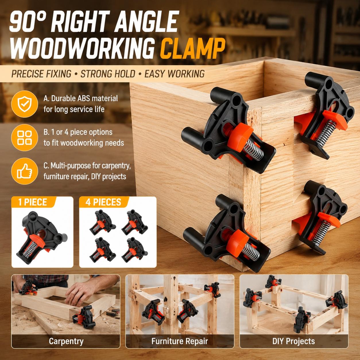 Furniture And Woodworking - Premium Holzbearbeitungs-Winkelspanner-Set (90 Grad) für Schrankmontage,