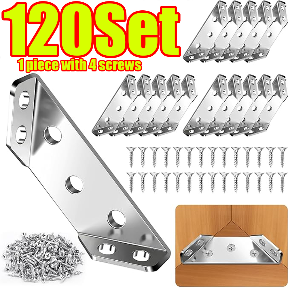 Woodworking Shop - 1-120er-Set Möbel-Eckverbinder aus Edelstahl, Winkelhalterung für