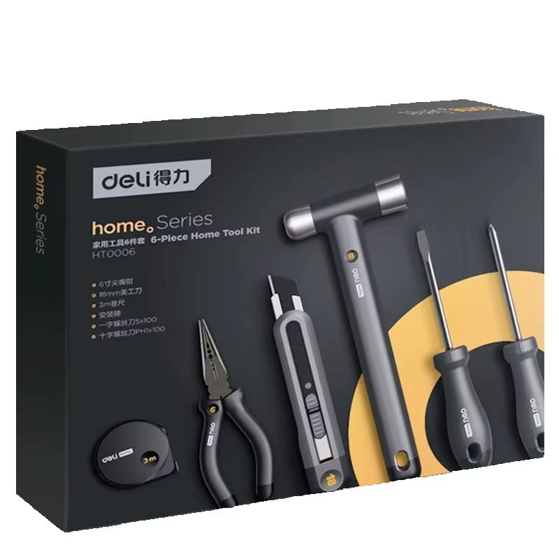 Woodworking Hammer - Deli schwarz 6-teilige Multitool-Sets Installation Nagel