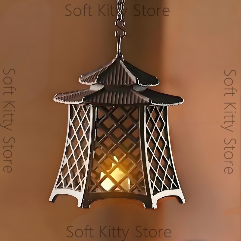 Zen Woodworking - Gusseiserne Lampe, hohler Kerzenständer, Kronleuchter, Volksdekoration,