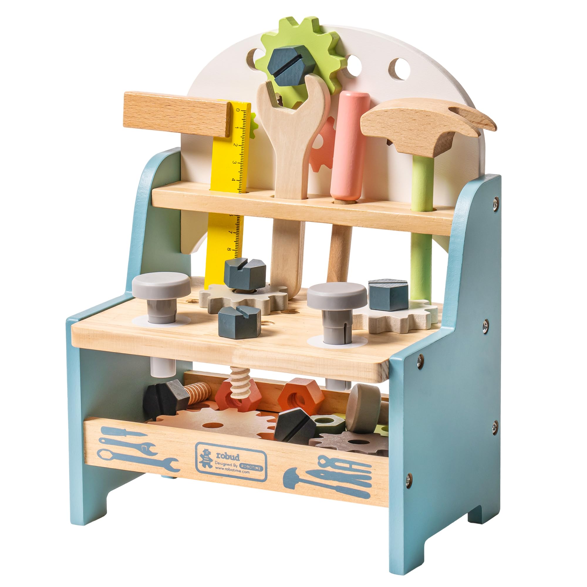 Woodworking Shop - ROBUD Mini Holz-Werkbank-Set Rollenspiel-Set Montessori-Spielzeug Ideales