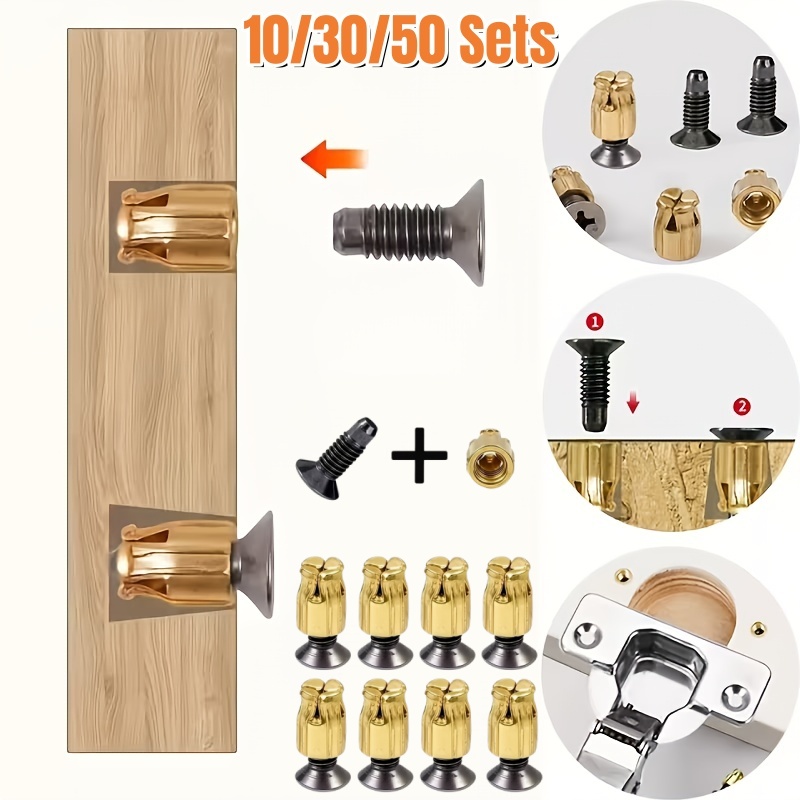 Woodworking Shop - 10/30/50 Sets wiederverwendbares Scharnier-Reparatur-Einsatzset, Metallbefestigungseinsätze zur